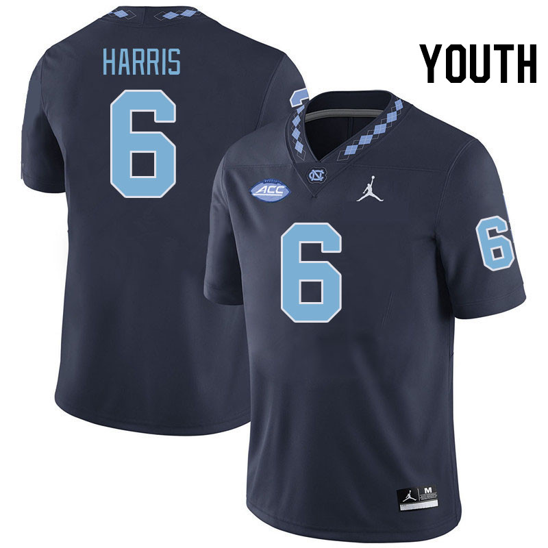 Youth #6 Joshua Harris North Carolina Tar Heels College Football Jerseys Stitched-Navy